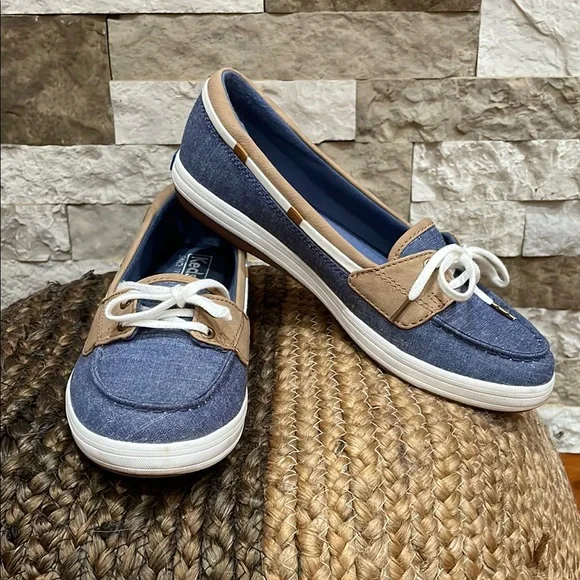 Keds Shoes Keds Ortholite Blue And Tan Nautical Loafers With
